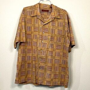Tori Richard retro orange / tan patterned short sleeve button down shirt sz XL